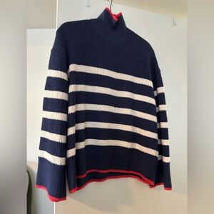 Zara Navy and White Striped Sweater